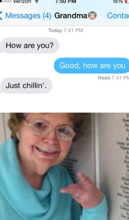 grandma selfie text
